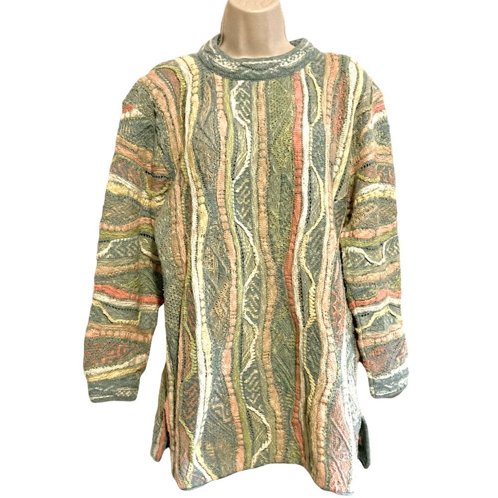 Vintage 90s Coogi Size S Pastel 3D Chunky Knit Sweater